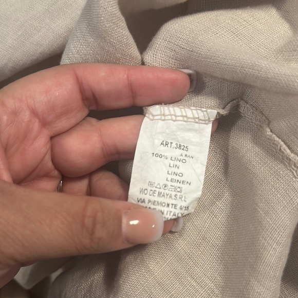 Linen Cream Button-Up Midi Dress - Picture 5 of 6